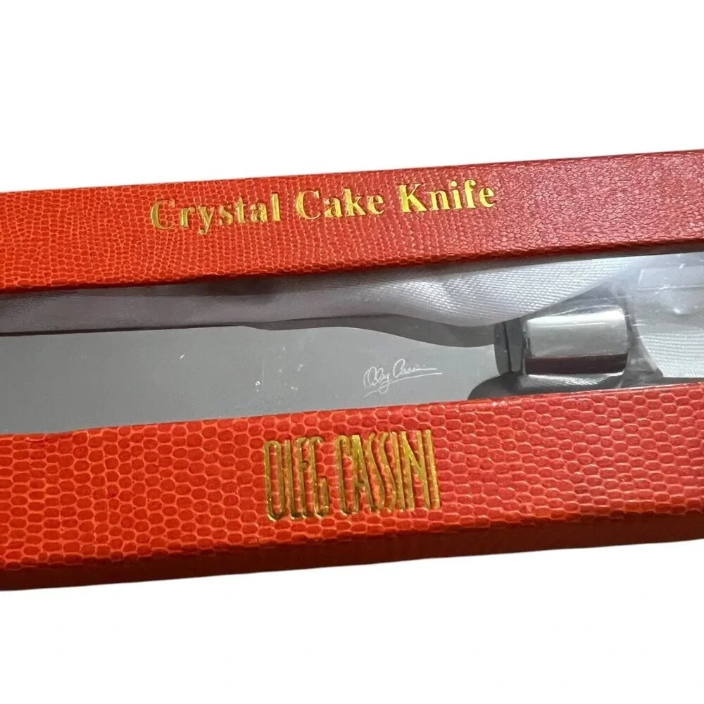 Oleg Cassini Susie Crystal Cake Knife Clear Handle Stainless Steel 151390K